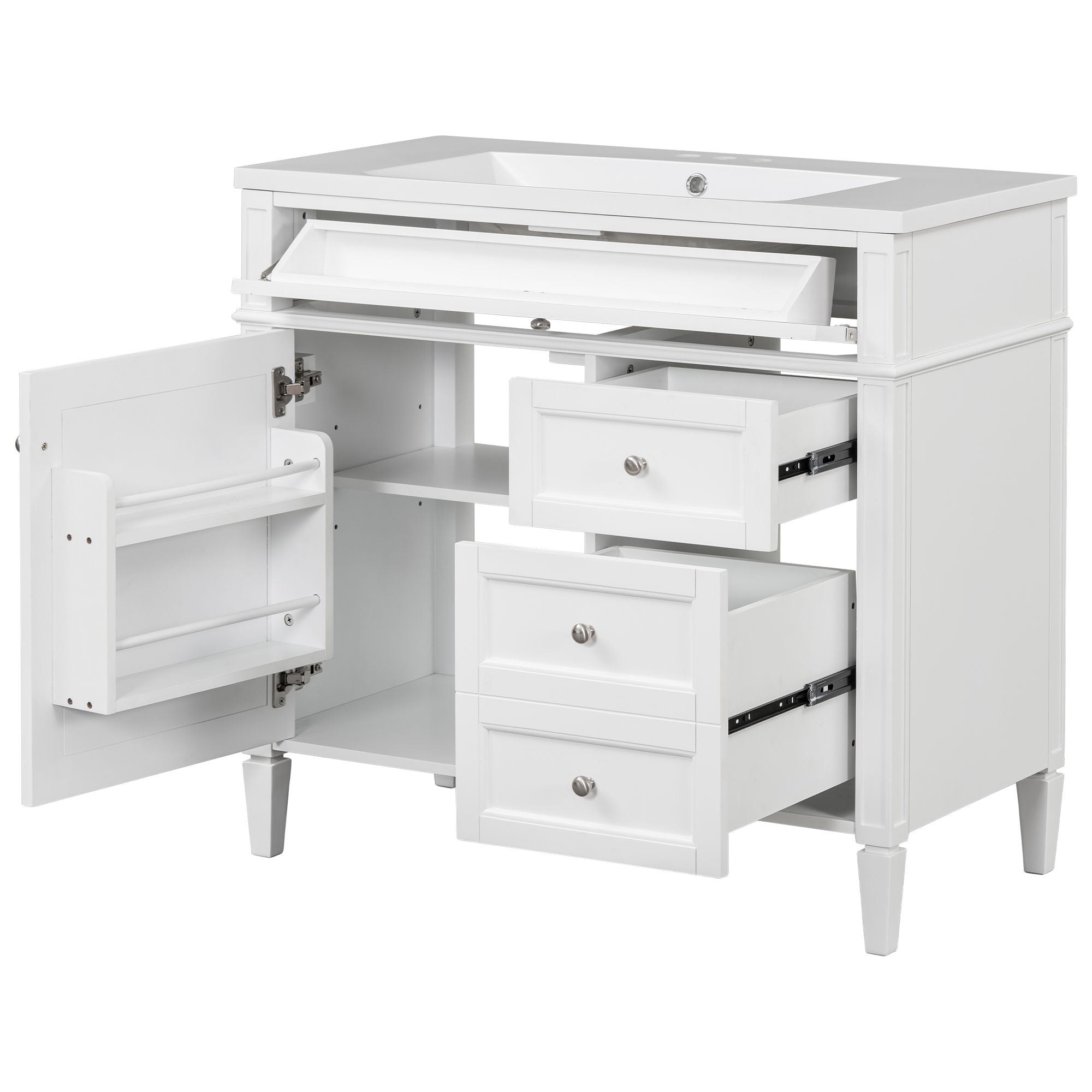 Bathroom Vanity &amp; Top Sink, Modern Bathroom Storage Cabinet With 2 Drawers And A Tip-Out Drawer