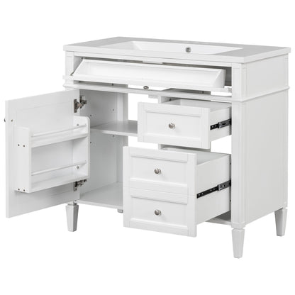Bathroom Vanity &amp; Top Sink, Modern Bathroom Storage Cabinet With 2 Drawers And A Tip-Out Drawer