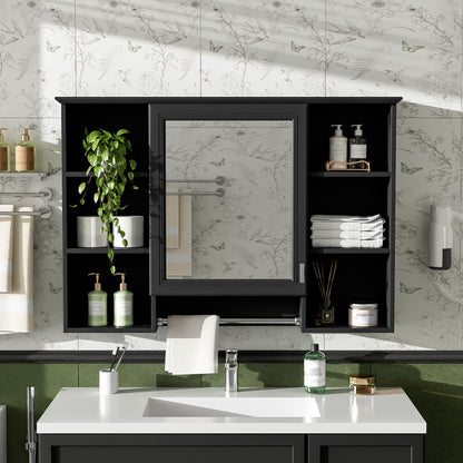 3 In 1 Modern Bathroom Mirror Cabinet With Adjustable Shelf, Soft Close Door, High Definition Mirror &amp; Towel Bar