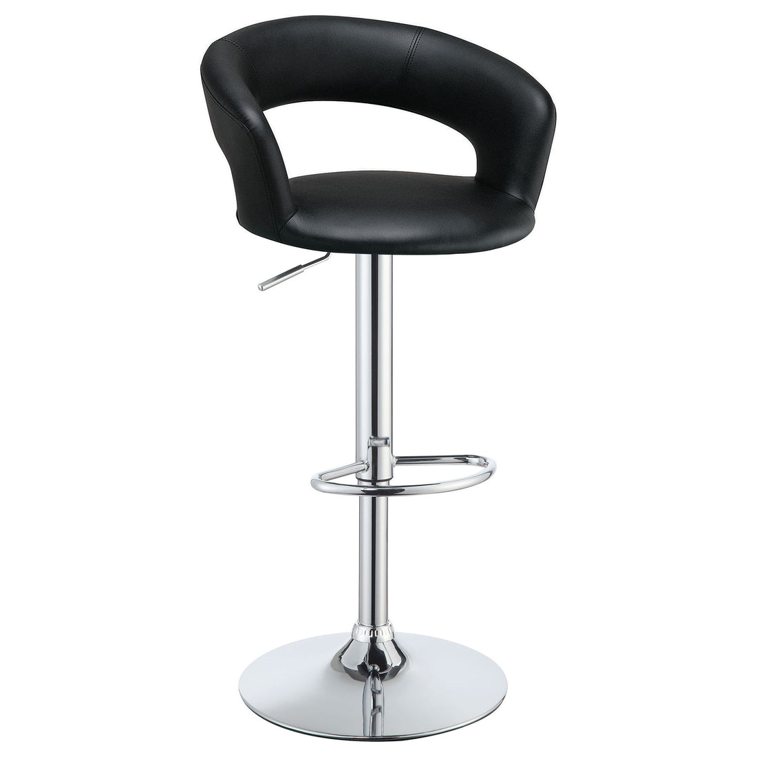Bar Stool With Seat, 360 Degree Swivel, Height Adjustable Design - Black