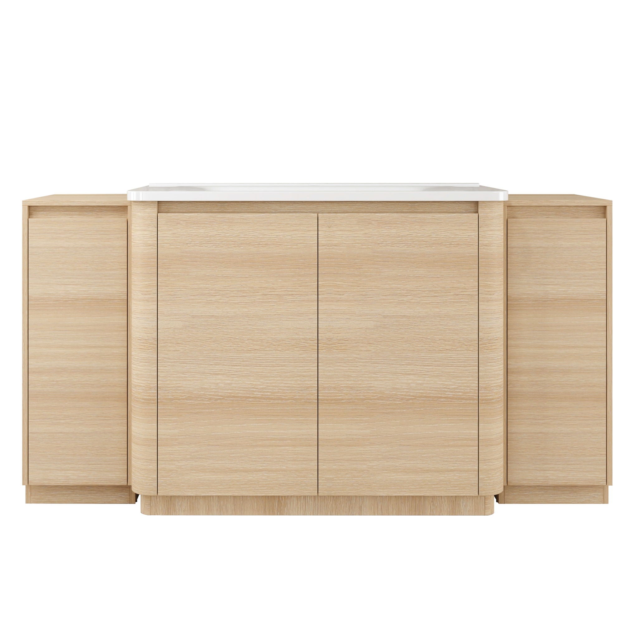Freestanding Bathroom Vanity With Sink, 2 Small Storage Cabinets, Soft Close Doors