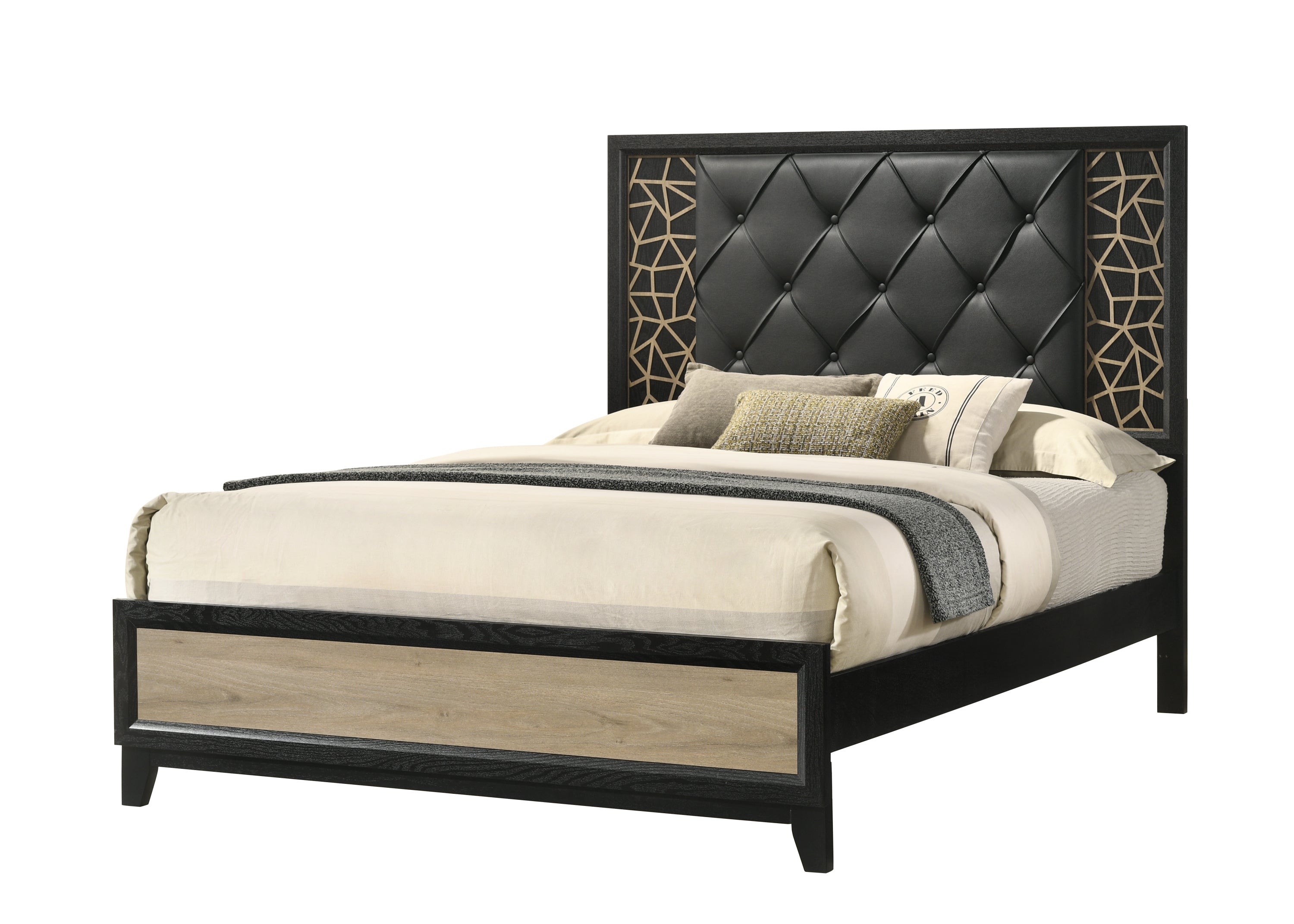 Selena Modern &amp; Contemporary King 4PC Bedroom set Made with Wood in Black and Natural