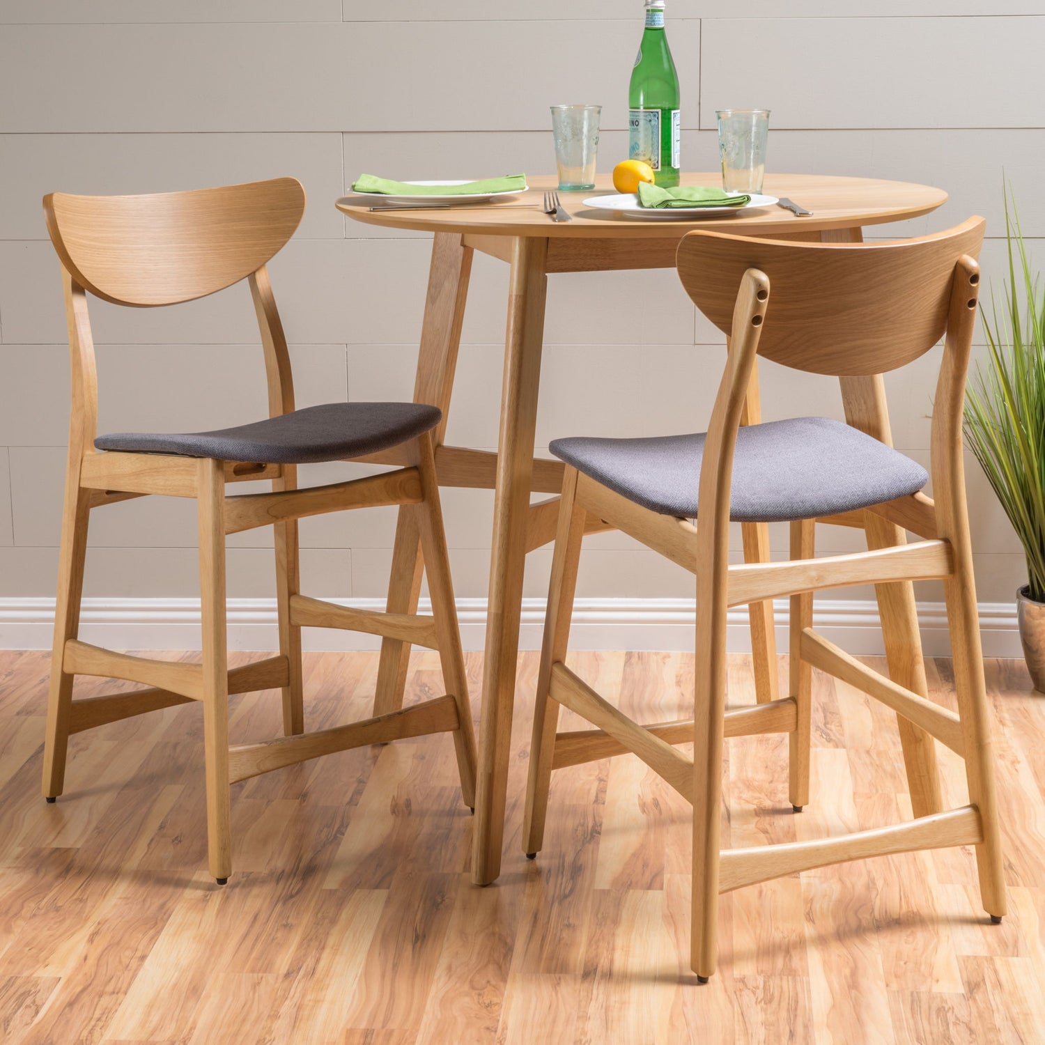 Retro Modern Counter Height Chair Set With Cushioned Seats
