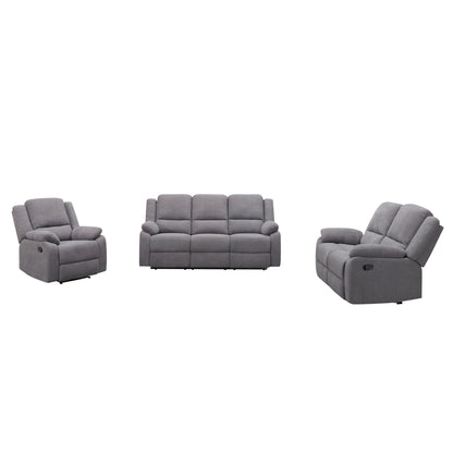 3 Piece Reclining Sofa Set With 150° Deep Recline, 3 Seat Couch, Loveseat &amp; Single Recliner - Gray