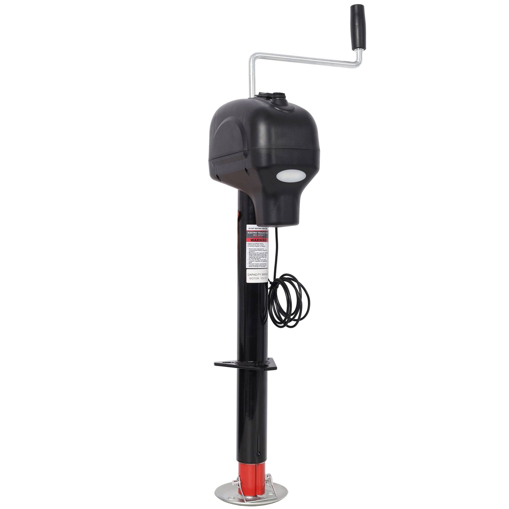 Electric Power Tongue Jack 3500Lbs Capacity With Waterproof Cover For RV Trailer &amp; Camper, 12V Dc - Black
