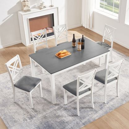 Kitchen Dining Set, Rectangular Dining Table &amp; Upholstered Chairs