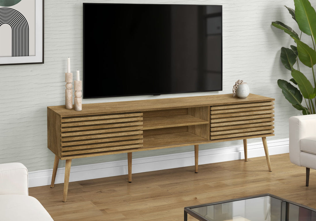 TV Stand, 72 Inch, Media Entertainment Center, Storage Cabinet, Console, Storage Shelves, Contemporary &amp; Modern - Walnut