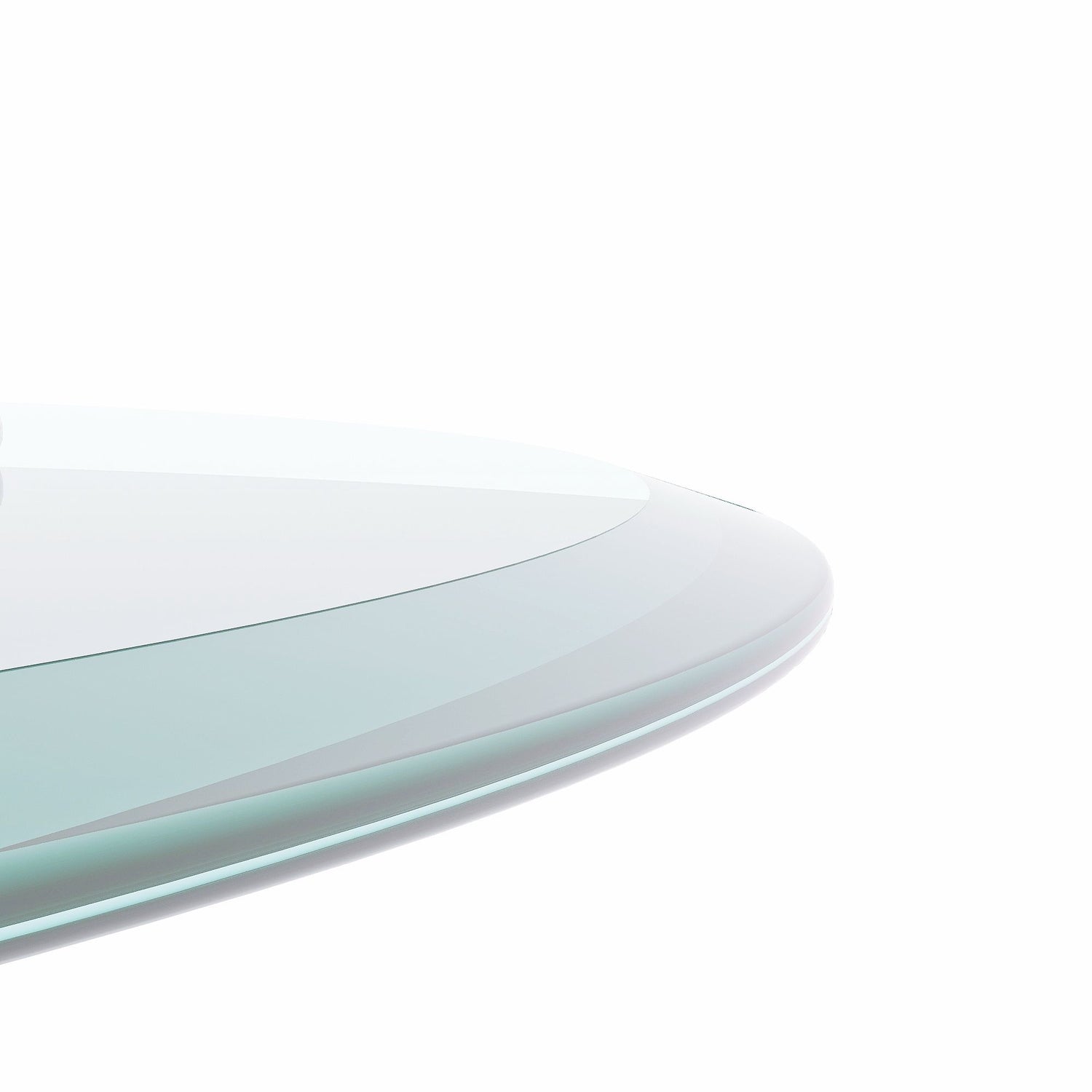 24&quot; Round Tempered Glass Table Top Clear Glass Beveled Polished Edge