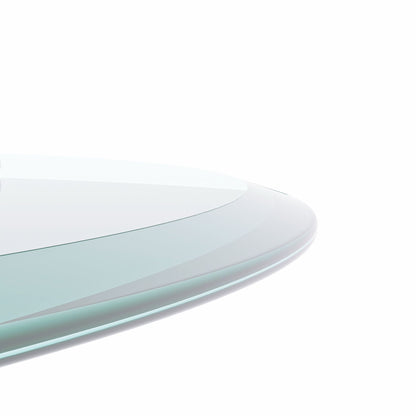 24&quot; Round Tempered Glass Table Top Clear Glass Beveled Polished Edge