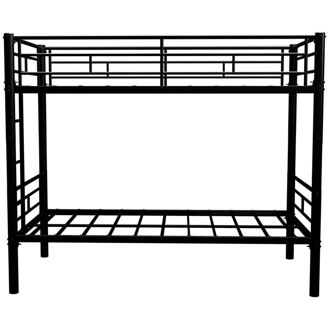 Metal Bunk Bed For Kids, Convertible Bedframe With Ladders &amp; Guardrail