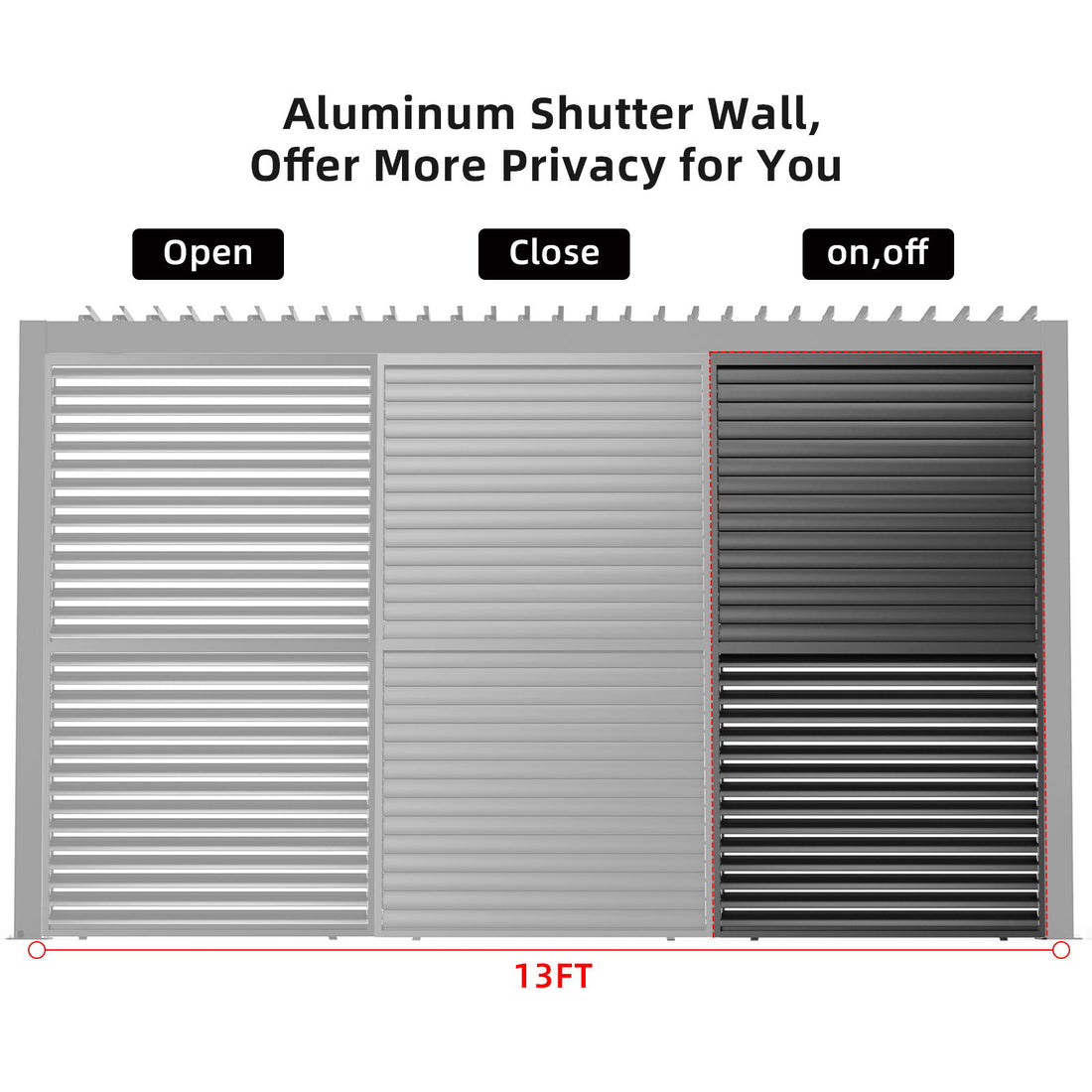 Louver Grille 1 / 3 13Ft Frame &amp; Louvers - Black