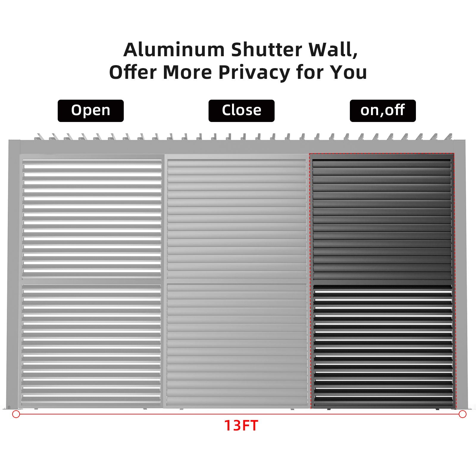 Louver Grille 1 / 3 13Ft Frame &amp; Louvers - Black