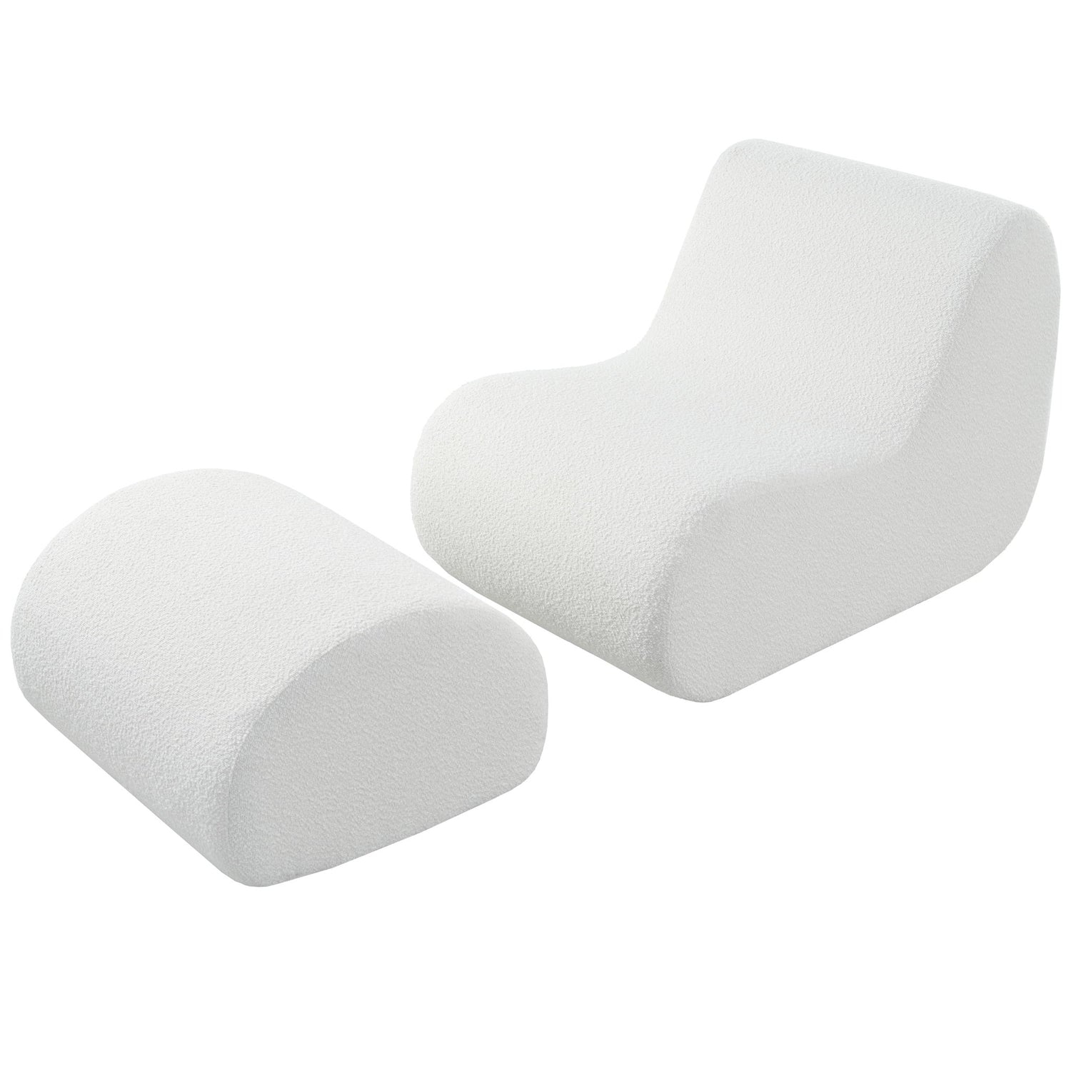 Curved Lounge Chair With Ottoman And High Resilience Foam