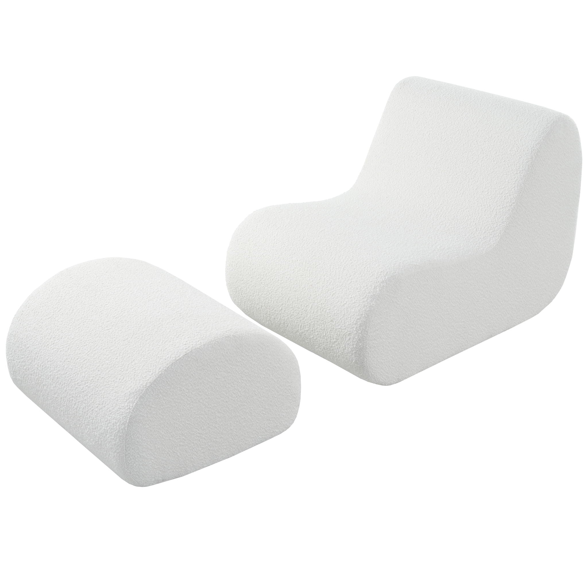 Curved Lounge Chair With Ottoman And High Resilience Foam
