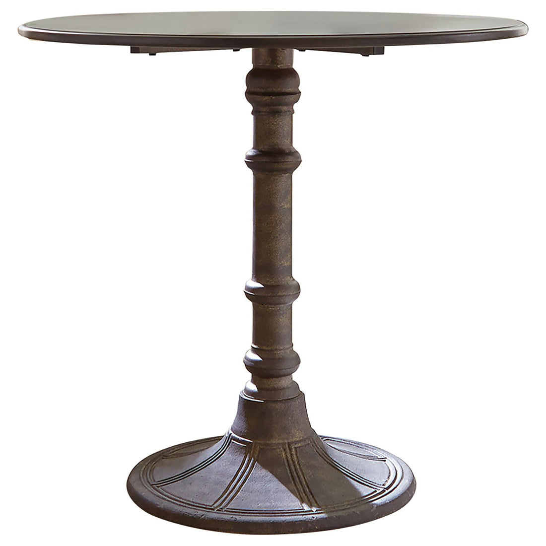 Round Dining Table &amp; Pedestal Base - Brown