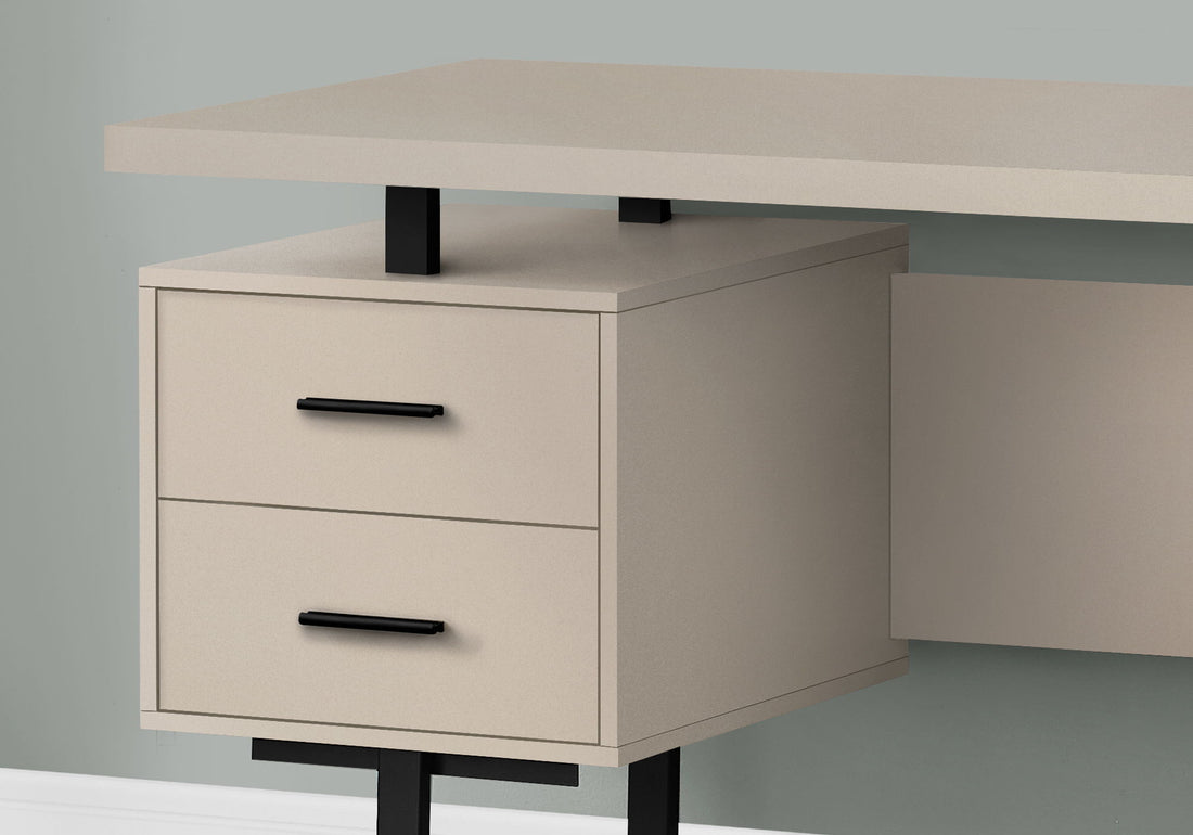Computer Desk For Home Office, Laptop, Left, Right Set Up, Storage Drawers, Contemporary &amp; Modern - Taupe