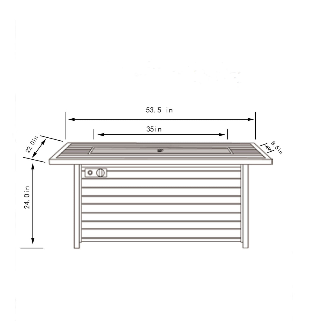 54&quot; Propane Gas Fire Pit Table, 50000 Btu Rectangular Steel Fire Pit With Imitation Wood Grain For Outside Patio Deck Garden Courtyard - Light Beige