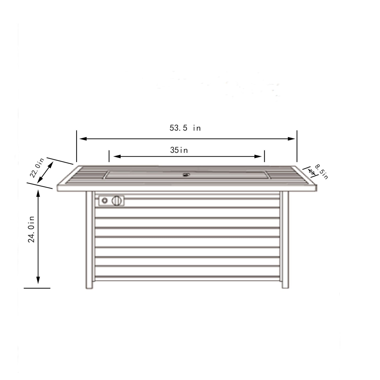 54&quot; Propane Gas Fire Pit Table, 50000 Btu Rectangular Steel Fire Pit With Imitation Wood Grain For Outside Patio Deck Garden Courtyard - Light Beige
