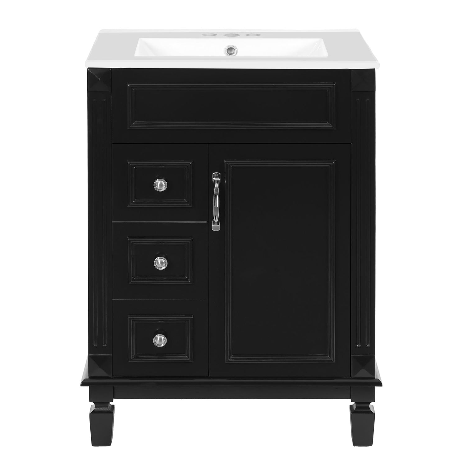Bathroom Vanity With Sink, Compact Cabinet &amp; 2 Drawers And Adjustable Shelf