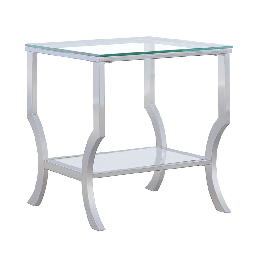 Porch &amp; Den - Square Top End Table Elegance Glass - Chrome