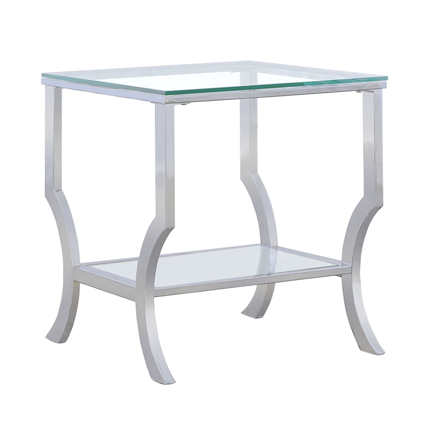 Porch &amp; Den - Square Top End Table Elegance Glass - Chrome