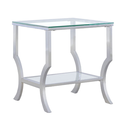 Porch &amp; Den - Square Top End Table Elegance Glass - Chrome