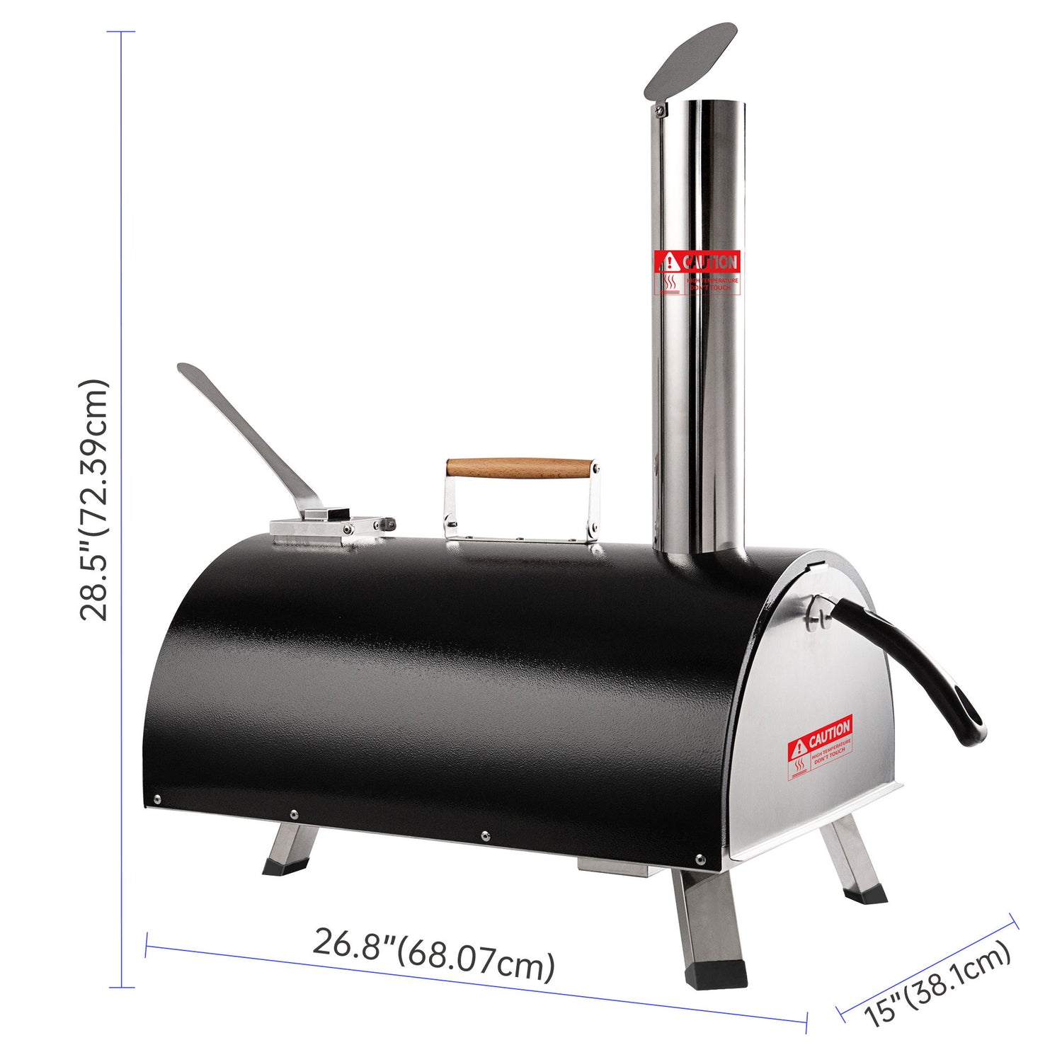 Pizza Oven Outdoor 12&quot; Automatic Rotatable Pizza Ovens Portable Stainless Steel Wood Fired Pizza Oven Pizza Maker With Built-In Thermometer Pizza Cutter Carry Bag