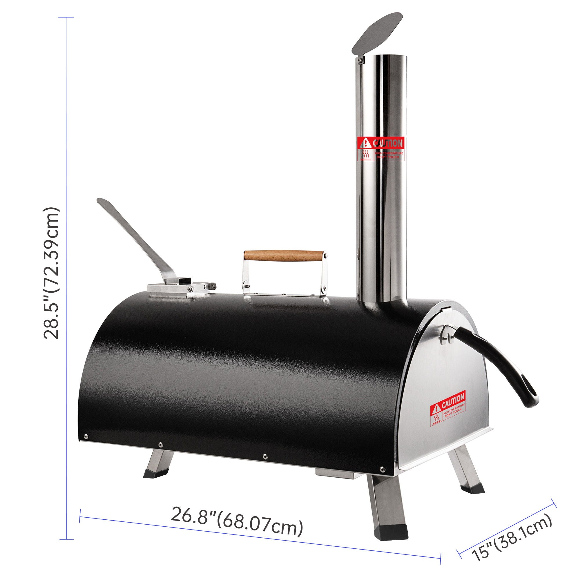 Pizza Oven Outdoor 12&quot; Automatic Rotatable Pizza Ovens Portable Stainless Steel Wood Fired Pizza Oven Pizza Maker With Built-In Thermometer Pizza Cutter Carry Bag