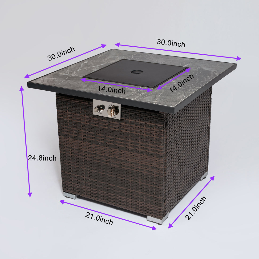 30&quot; Outdoor Fire Table Propane Gas Fire Pit Table With Lid Gas Fire Pit Table With Glass Rocks And Rain Cover - Espresso
