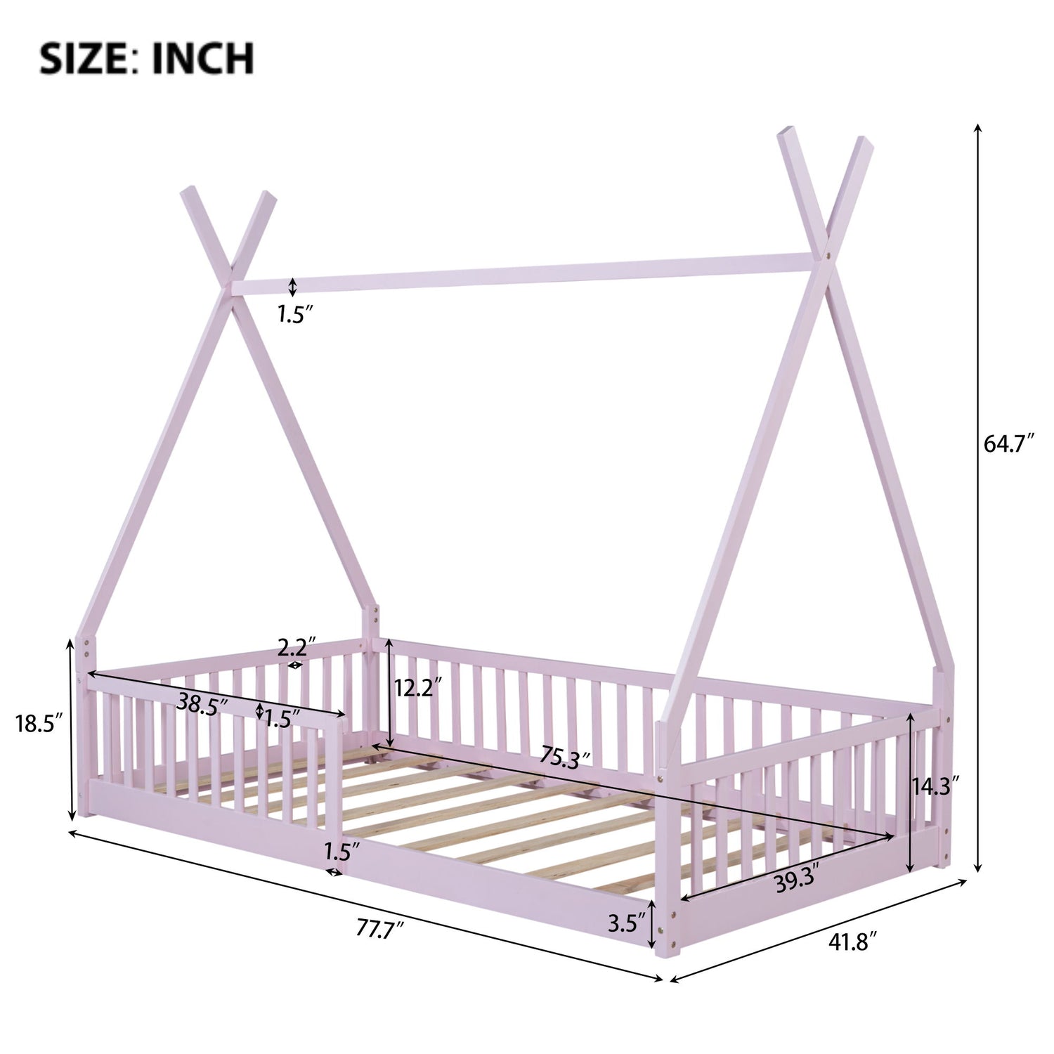 House Shaped Design Bed With Fence