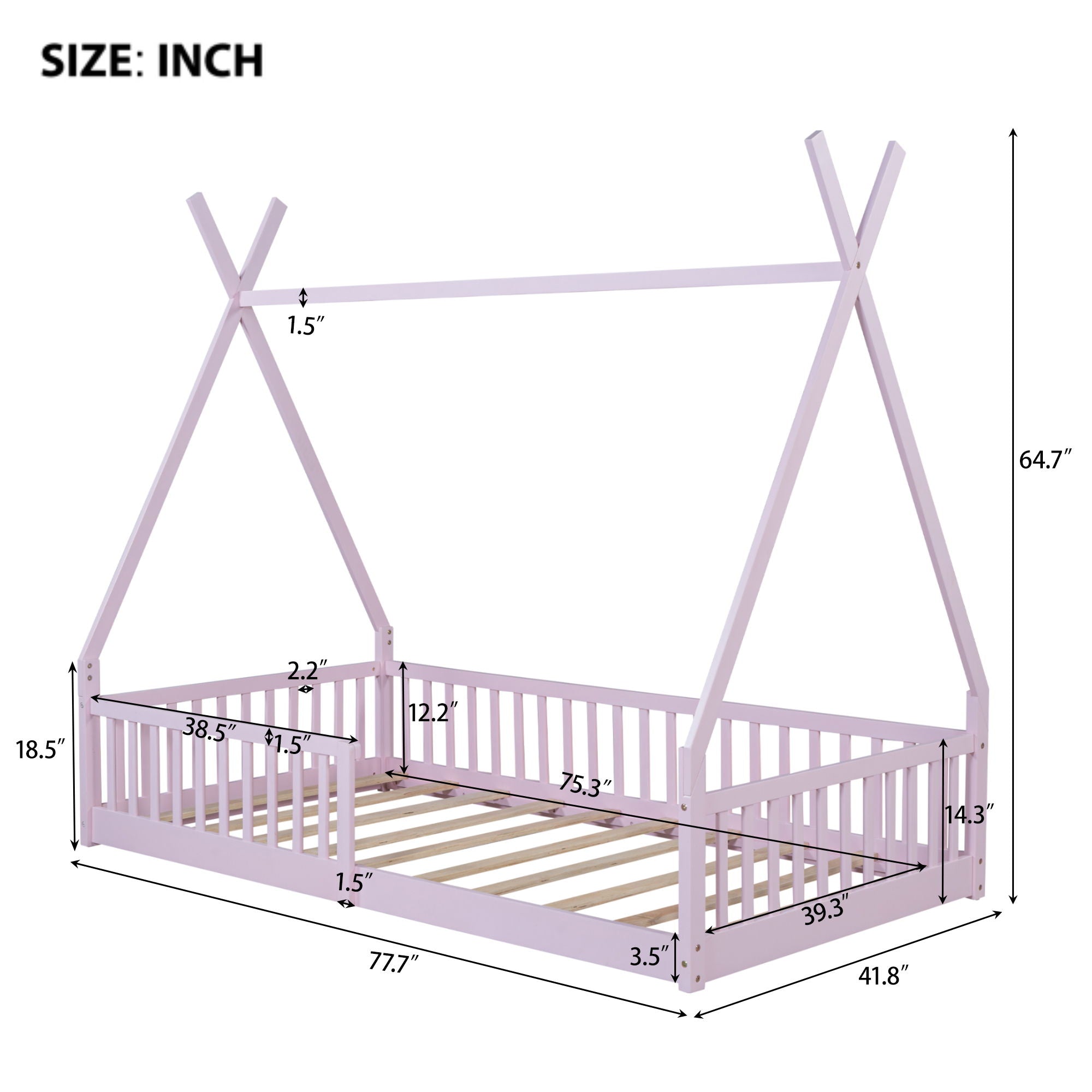 House Shaped Design Bed With Fence