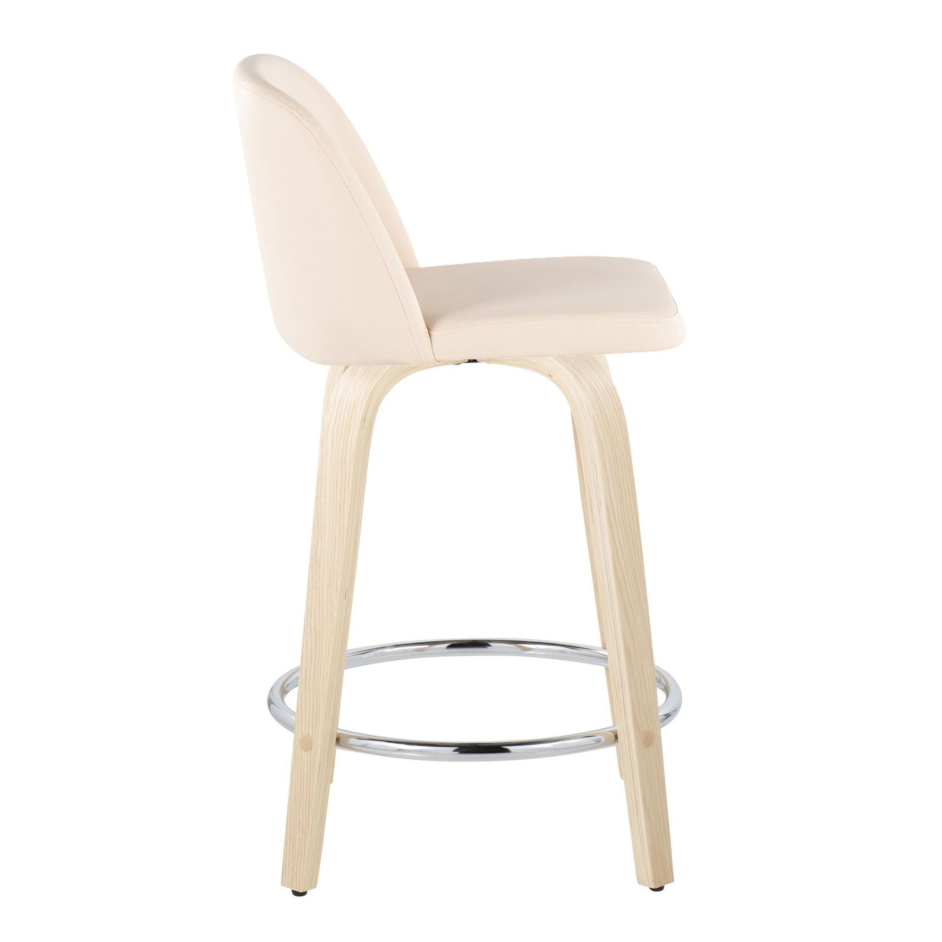 Toriano - Contemporary Fixed Height Counter Stool &amp; Swivel And Round Footrest (Set of 2)