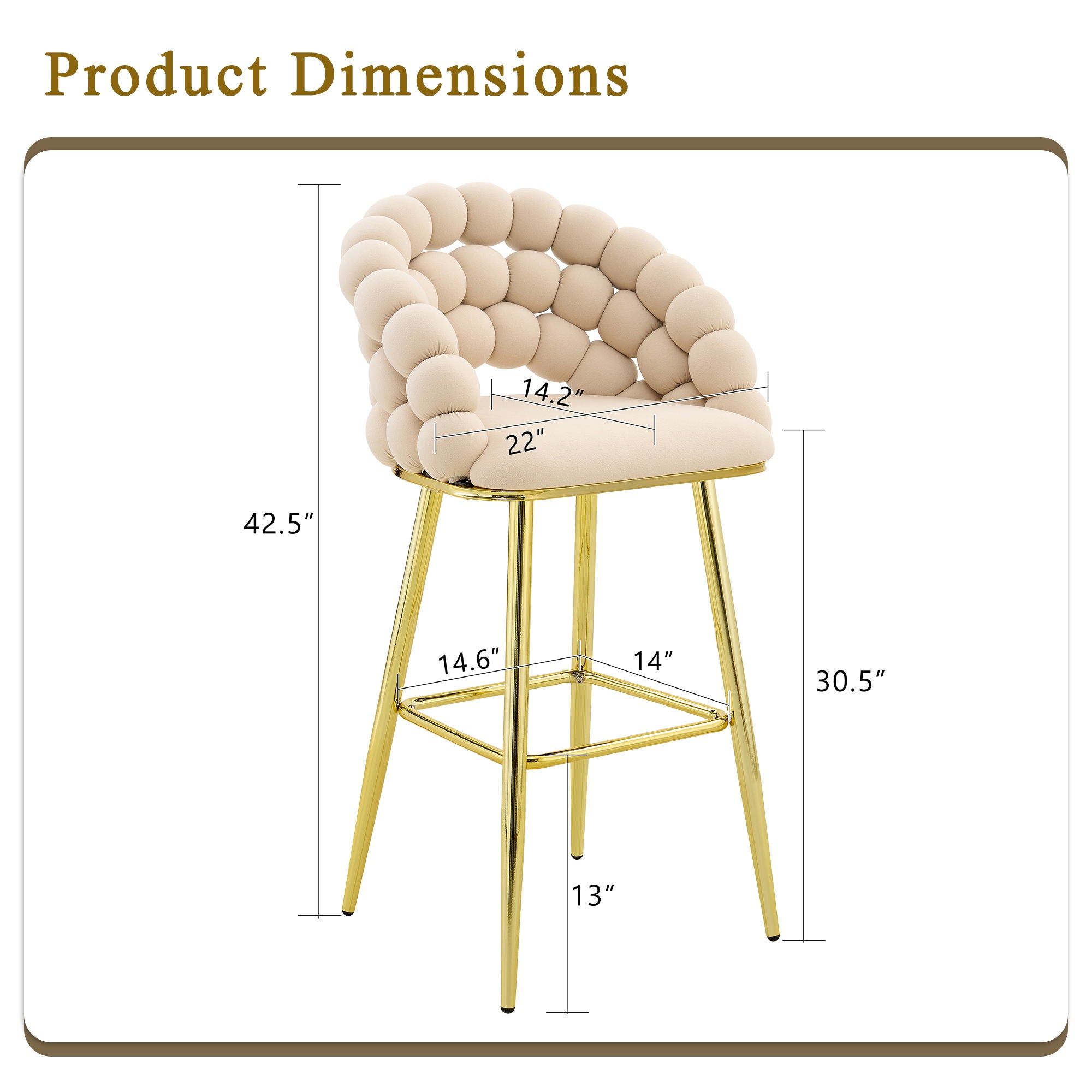 Bubble, Ball Chain Tufted Bar Chairs For Kitchen Island &amp; Home Bar (Set of 2)