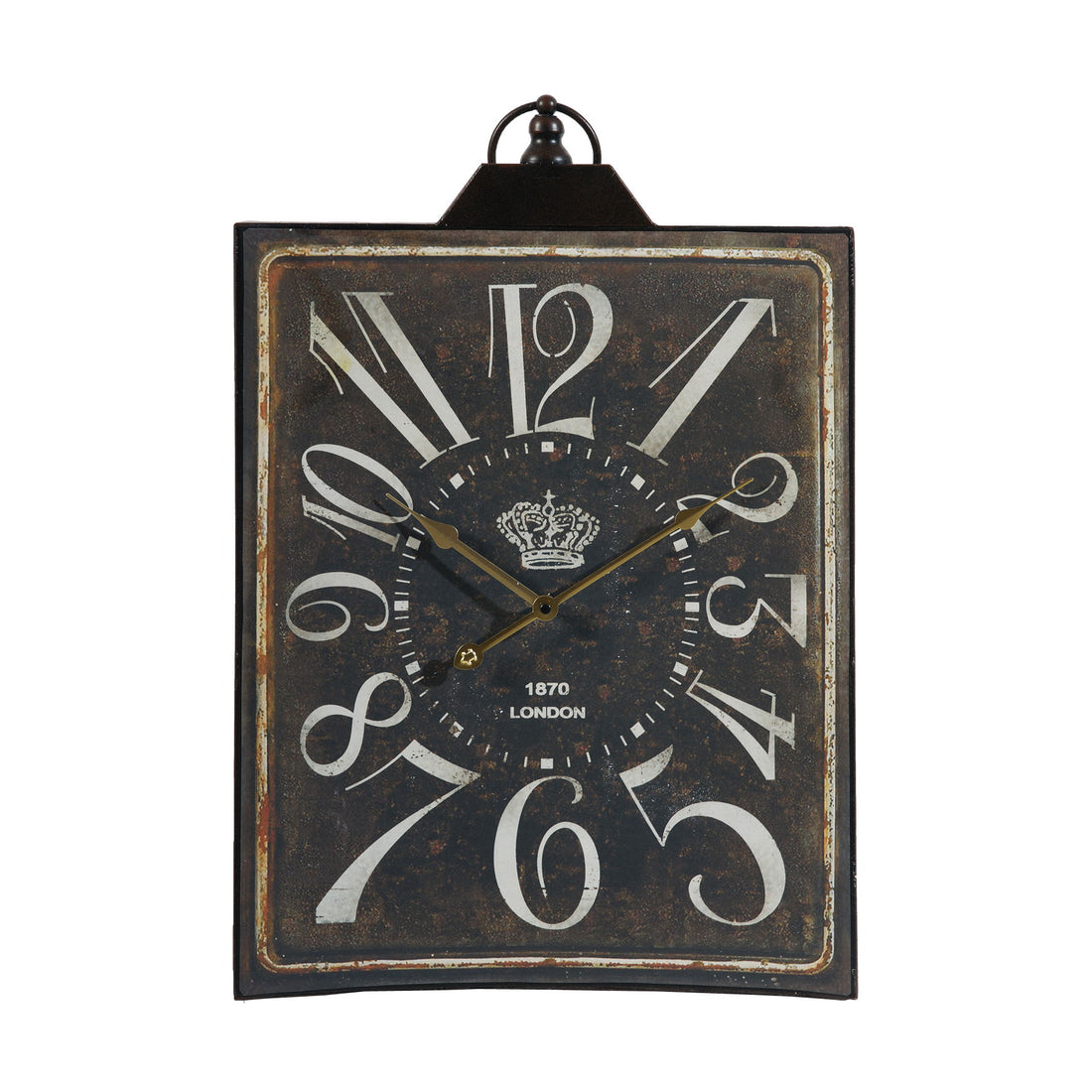 Large Vintage Rectangular Wall Clock With Numerals, Home Decor Accent Clock - White / Black