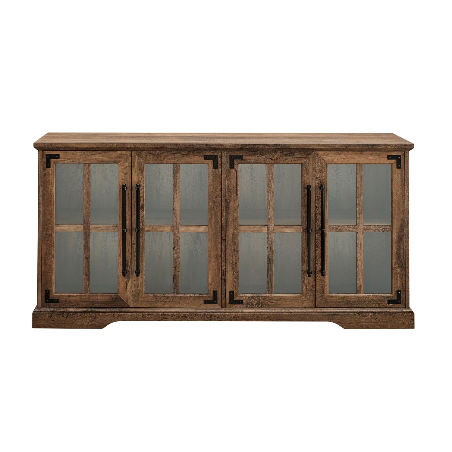 Modern Farmhouse Two Tone Windowpane Glass Door TV Stand For TVs Up To 65&quot;
