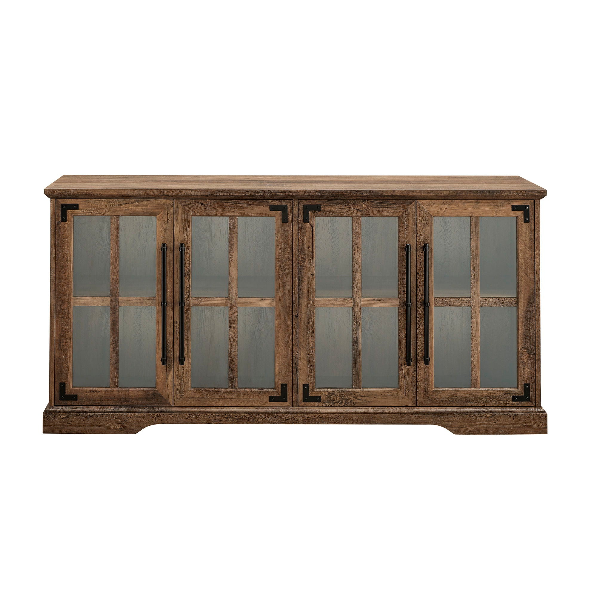 Modern Farmhouse Two Tone Windowpane Glass Door TV Stand For TVs Up To 65&quot;
