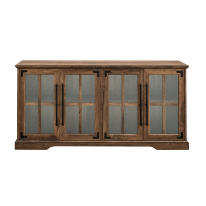 Modern Farmhouse Two Tone Windowpane Glass Door TV Stand For TVs Up To 65&quot;