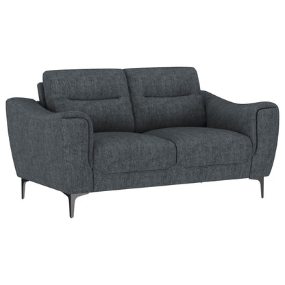 Oberle - Upholstered Sloped Track Arm Loveseat - Charcoal