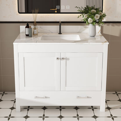 43&quot; Bathroom Vanity, Multi Functional Cabinet, Doors And Drawer - White