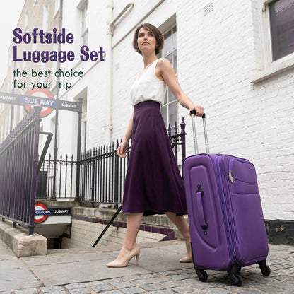 Softside Luggage 4 Piece Set With Expandable Spinner Wheels