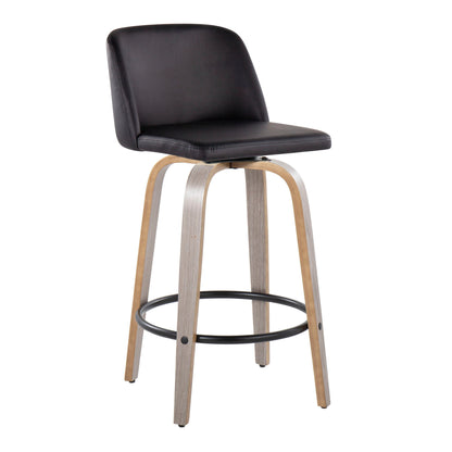 Toriano - Contemporary Fixed Height Counter Stool With Swivel &amp; Round Footrest (Set of 2)