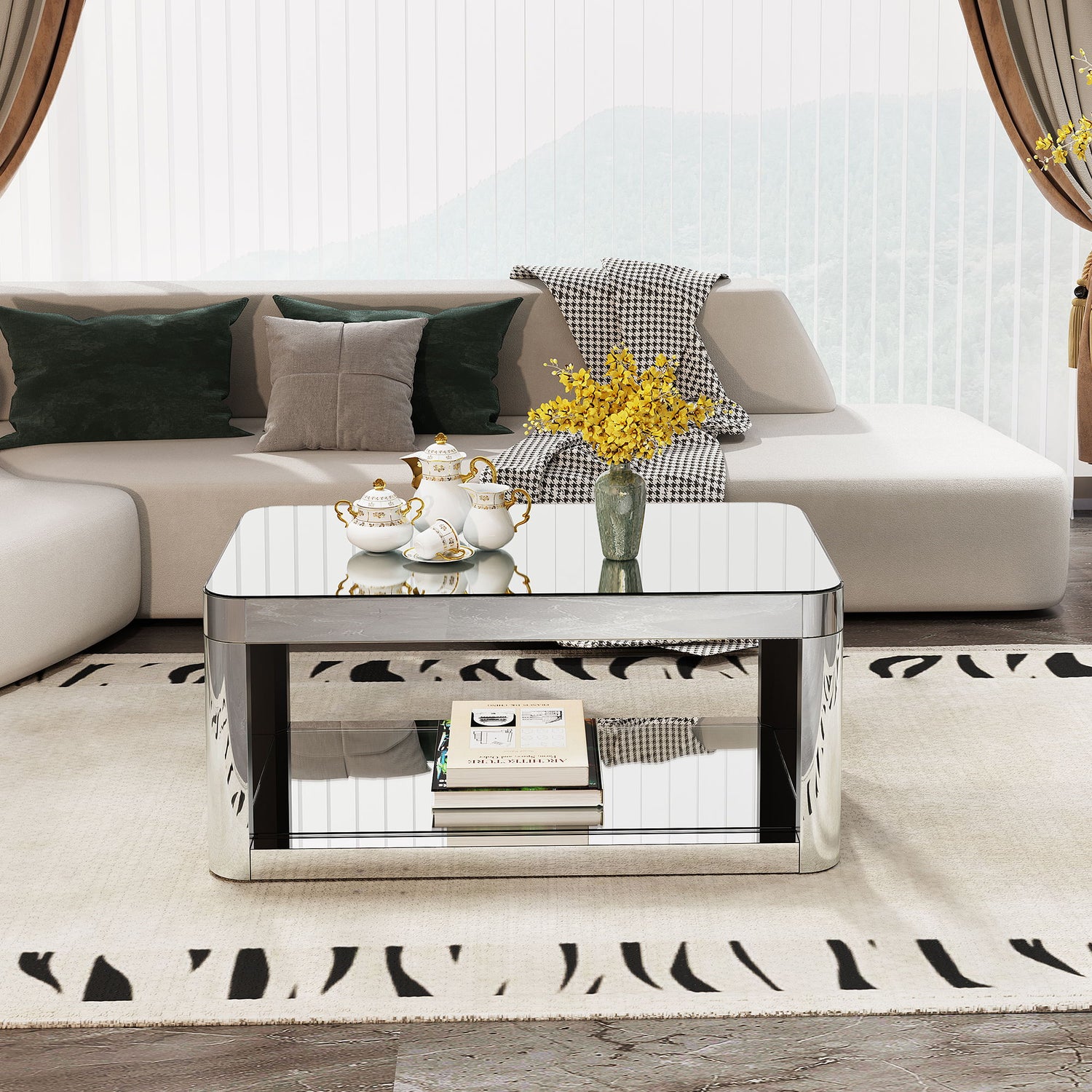 Coffee Table, Rectangular - Silver