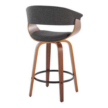 Vintage Mod - Mid Century Modern Fixed Height Counter Stool &amp; Swivel With Round Footrest (Set of 2)