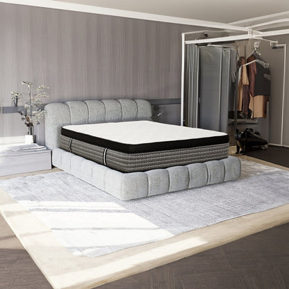 Premium 16&quot; Queen Size Hybrid Mattress In A Box Plush Gel Memory Foam Top With Cooling Technology - Gray / White