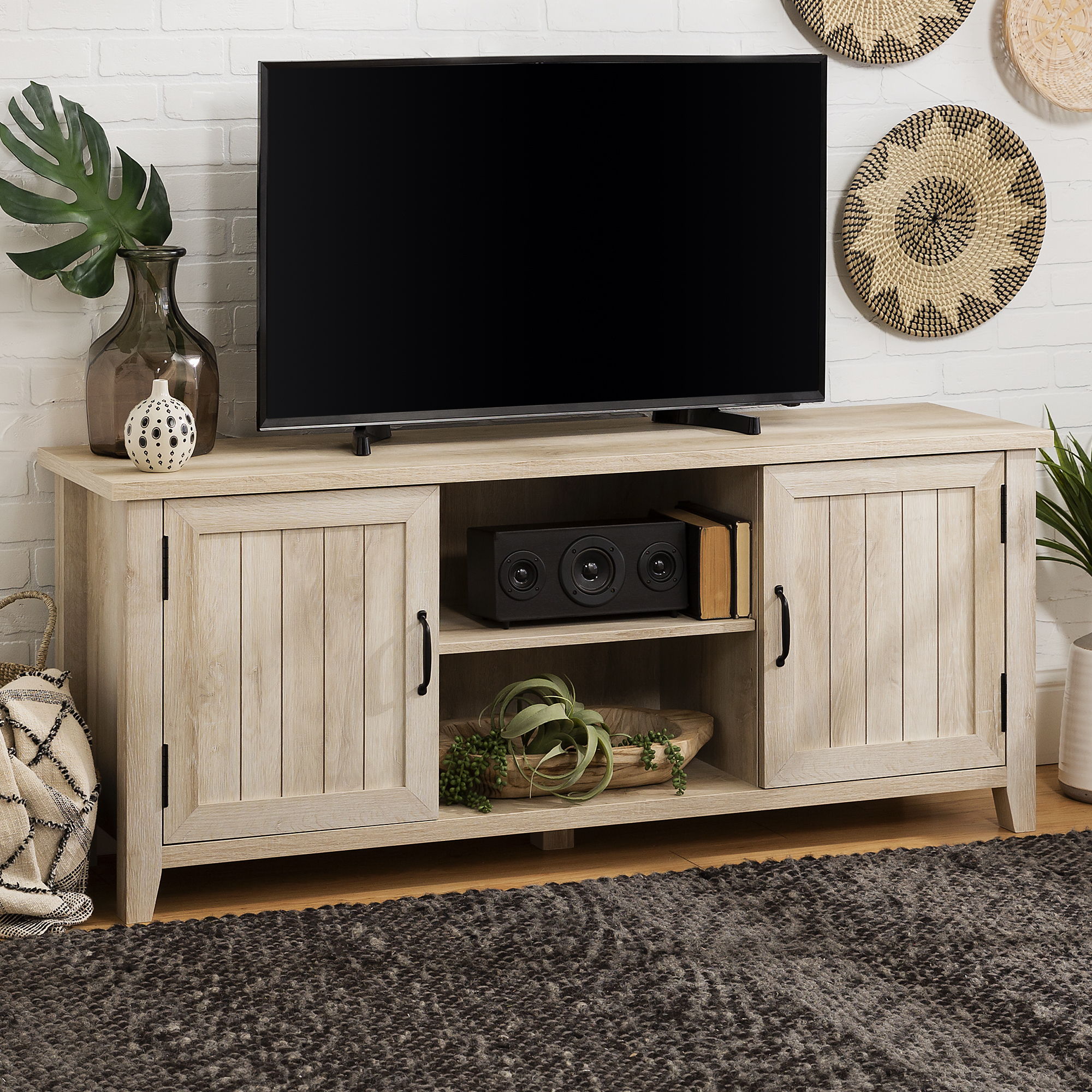 Classic Grooved Door TV Stand For Tvs Up To 65&quot;