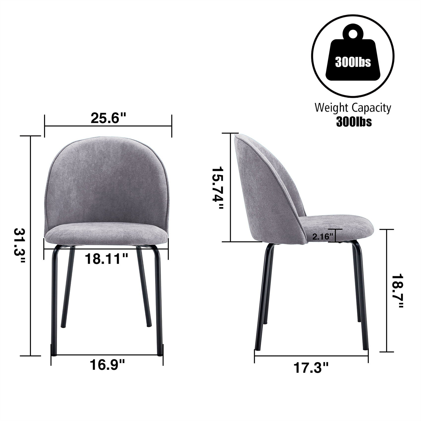 Modern Chair With Iron Tube Legs, Soft Cushions And Comfortable Backrest, Suitable For Dining Room, Living Room, Cafe