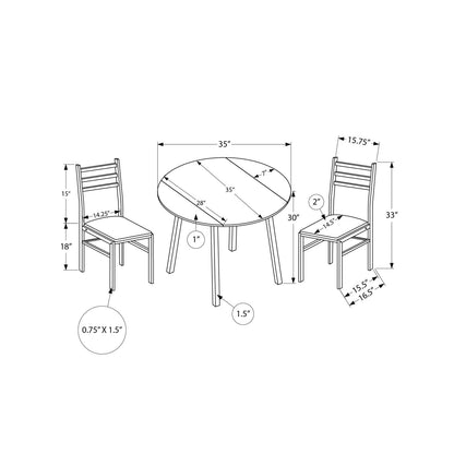 3 Pieces Dining Table Set, Small, Drop Leaf, Contemporary &amp; Modern