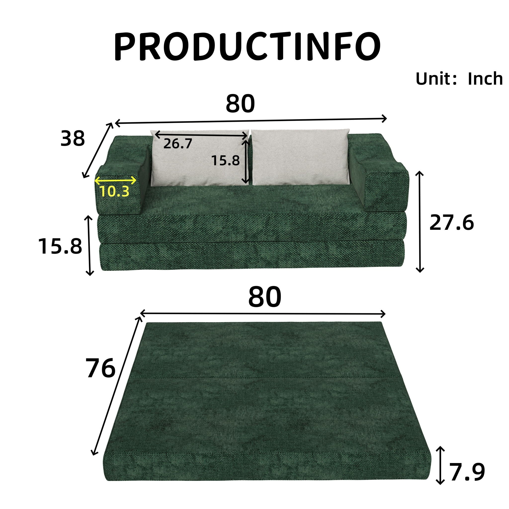3 Seat Folding Floor Couch &amp; King Size Bed Mattress