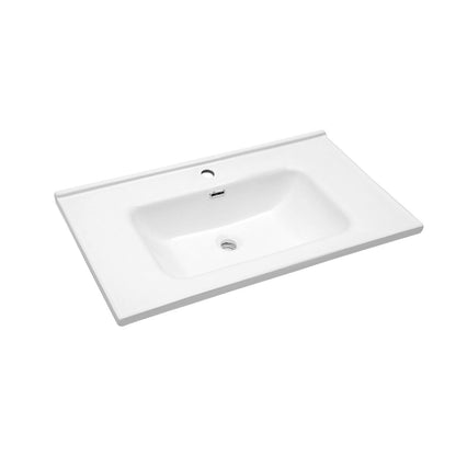 Rectangular Single Vanity Top With 1 Faucet Hole And Overflow, 35&quot; X 20&quot;, Sink Only - White