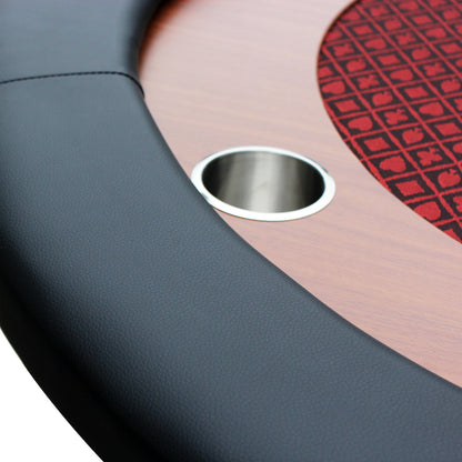 96&quot; 10 Poker Table for 10 Players Casino Games with Speed Cloth Felt Pedestal Base Cup Holders Red